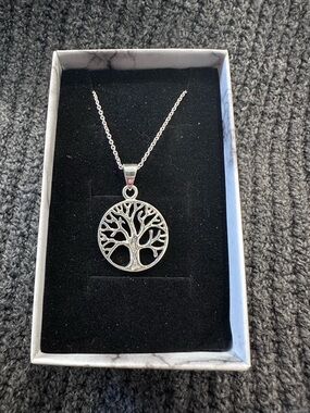 Sterling-Style Silver Tree of Life Pendant Necklace for Women